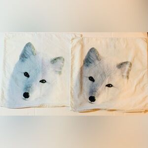 Ikea Blodilja Arctic Fox Velvety Cotton Cushion Pillow Cover Sham Pair 20"x20"